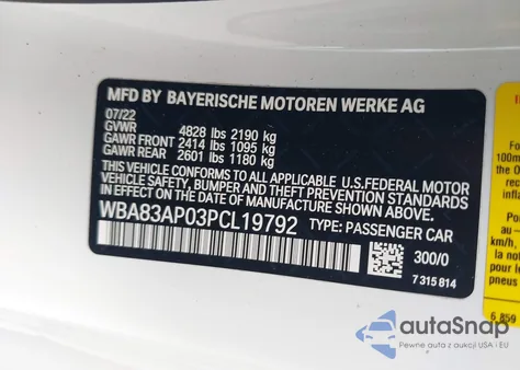 2023 BMW M440I from USA, damaged, VIN WBA83AP03PCL19792